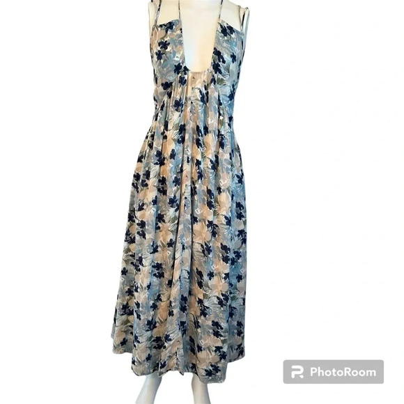 Free People Mulberry Floral Boho Blue Maxi Dress Size Small - Picture 3 of 12
